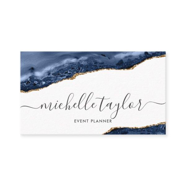 Minimalist modern navy agate signature script