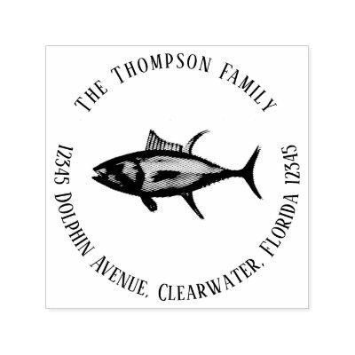 Minimalist Modern Ocean Tuna Fish Simple Self-inking Stamp