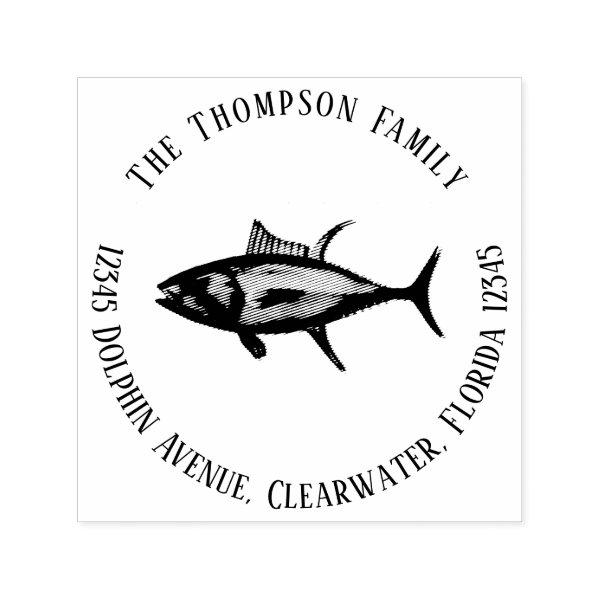 Minimalist Modern Ocean Tuna Fish Simple Self-inking Stamp