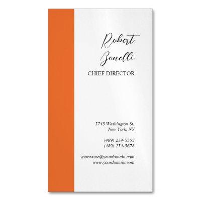 Minimalist Modern Orange White Color Personalized  Magnet