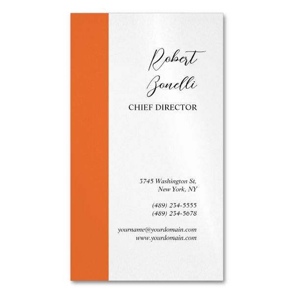 Minimalist Modern Orange White Color Personalized  Magnet