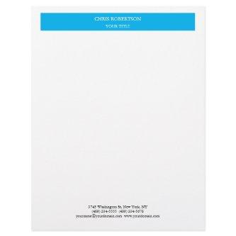 Minimalist Modern Professional Sky Blue White Letterhead