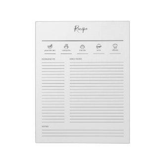 Minimalist Modern Recipe Cookbook Notepad