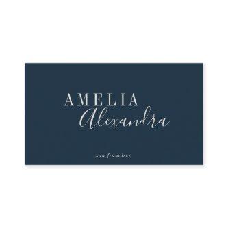 Minimalist Modern Script Boho Chic Navy Blue