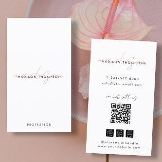 Minimalist Modern Script QR Code Social Media Chic