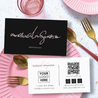Minimalist Modern Script QR Code Social Media Logo