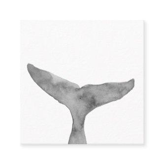 Minimalist Modern Watercolor Whale Fluke  Square