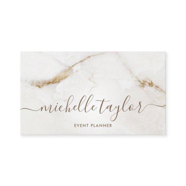 Minimalist modern white marble  gold signature