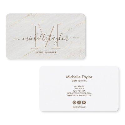 Minimalist modern white marble monogram signature