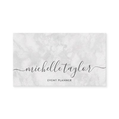 Minimalist modern white marble signature script