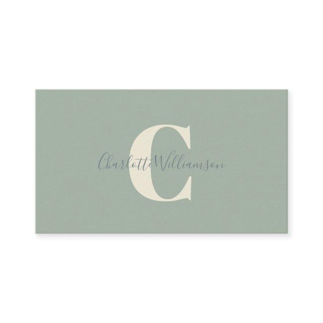 Minimalist Monogram and Name in Sage Green
