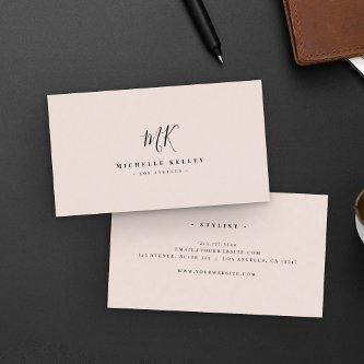 Minimalist Monogram Black Blush Elegant Script