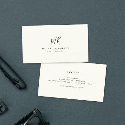 Minimalist Monogram Black Ivory Elegant Script