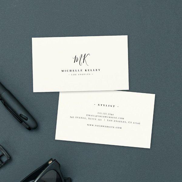 Minimalist Monogram Black Ivory Elegant Script