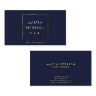 Minimalist Monogram | Golden Square on Dark Blue