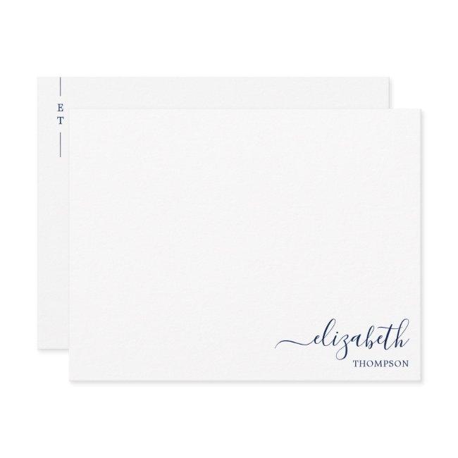 Minimalist Monogram Navy Blue Simple Note Card