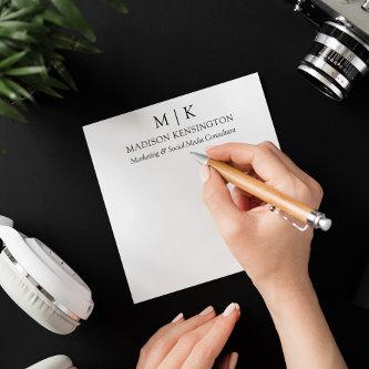 Minimalist Monogram or Add Logo Business Square Note Card