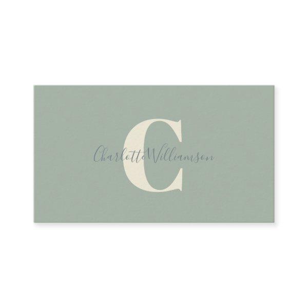 Minimalist Monogram Sage Green Elegant Script