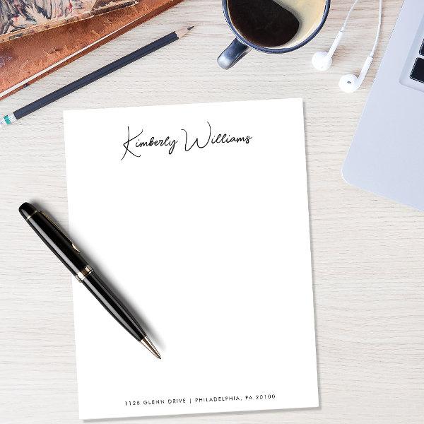 Minimalist Monogram Signature Script Personalized Letterhead