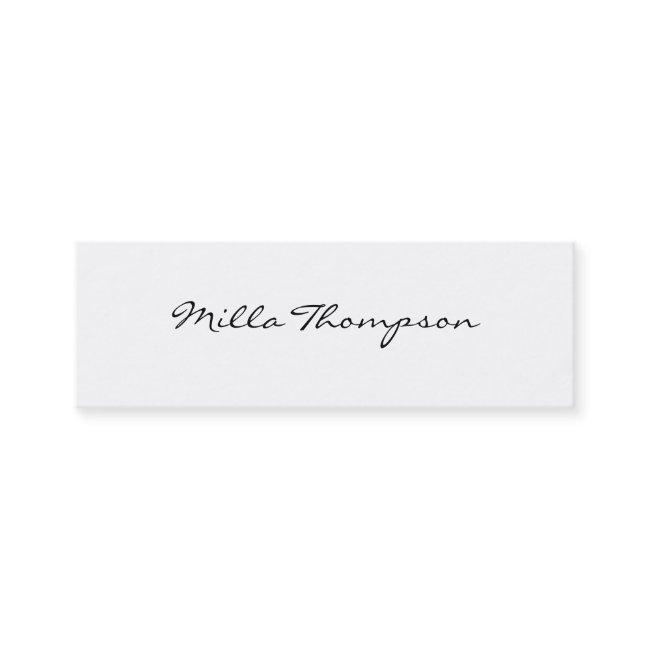minimalist name & contact number white mini