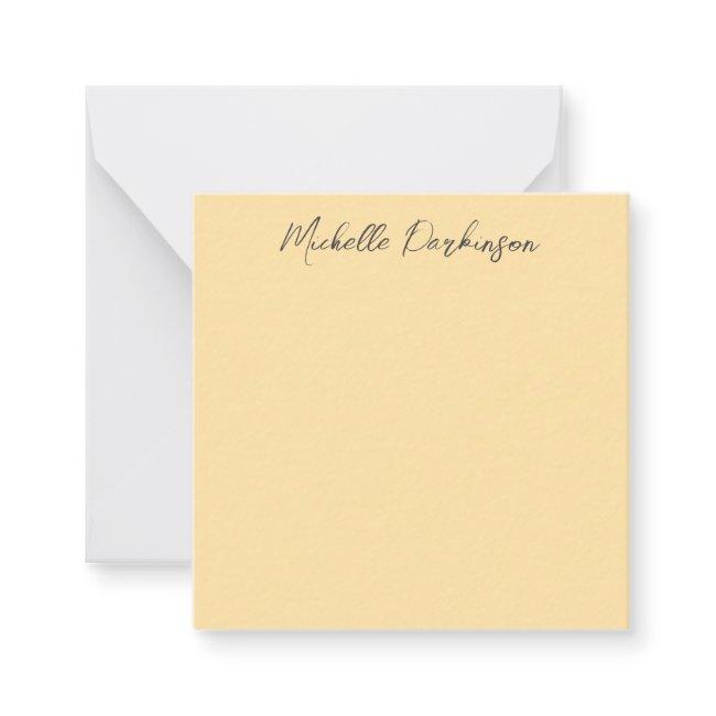 Minimalist Name Personalized Calligraphy Beige Note Card