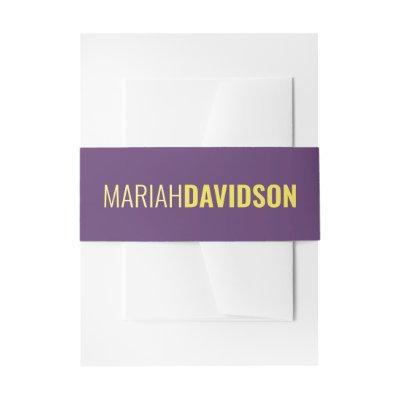 Minimalist Name Professional Indigo & Yellow Invitation Belly Band