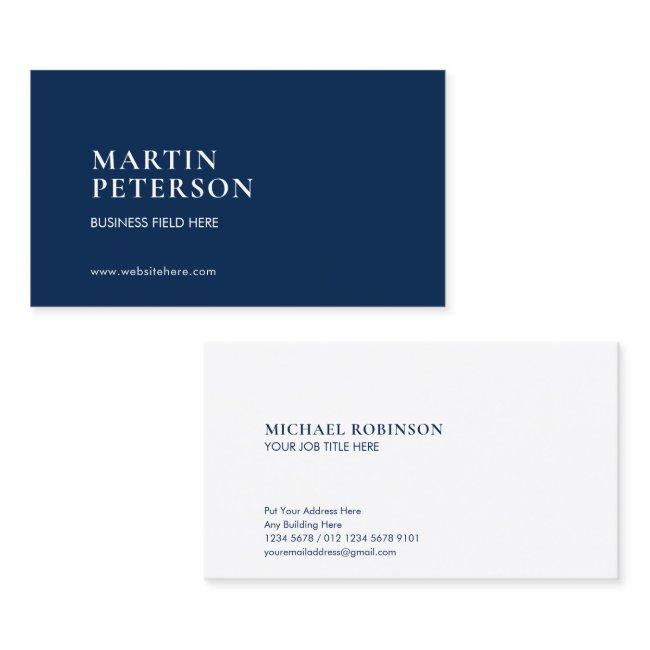 Minimalist Name | Serif Font Type | Dark Blue