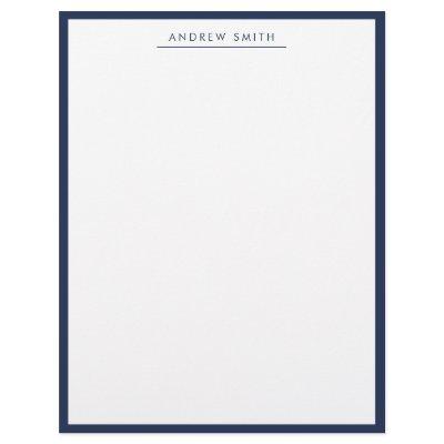 Minimalist Navy Blue Simple Line Modern Classic Letterhead