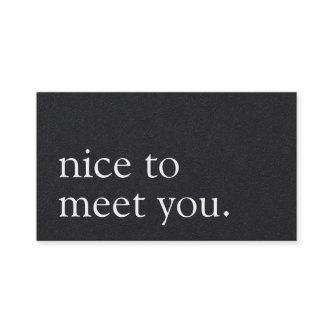 Minimalist Nice to Meet You Greeting Black Kraft