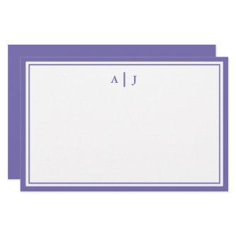 Minimalist Periwinkle Two Border Monogram Stationery
