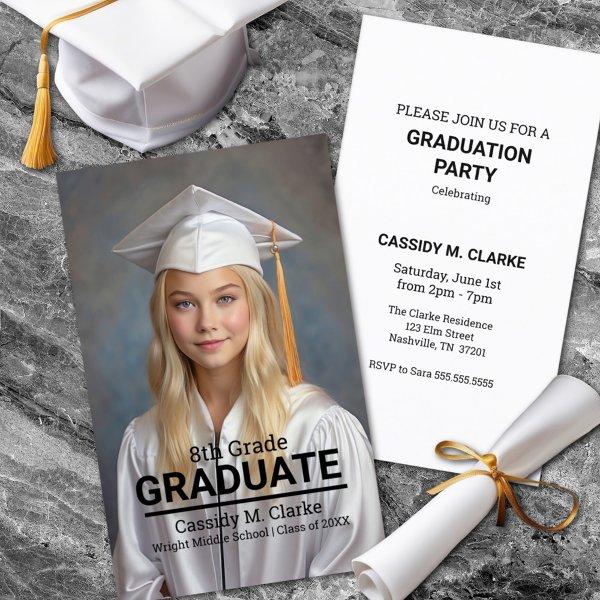 Minimalist Photo 8th Grade Grad Enclosure Card