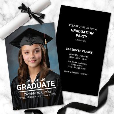 Minimalist Photo 8th Grade Grad Enclosure Card