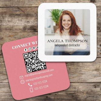 Minimalist Photo Connect with Me QR Code Square
