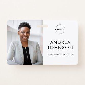 Minimalist Photo ID Card with Custom Logo & Text Badge
