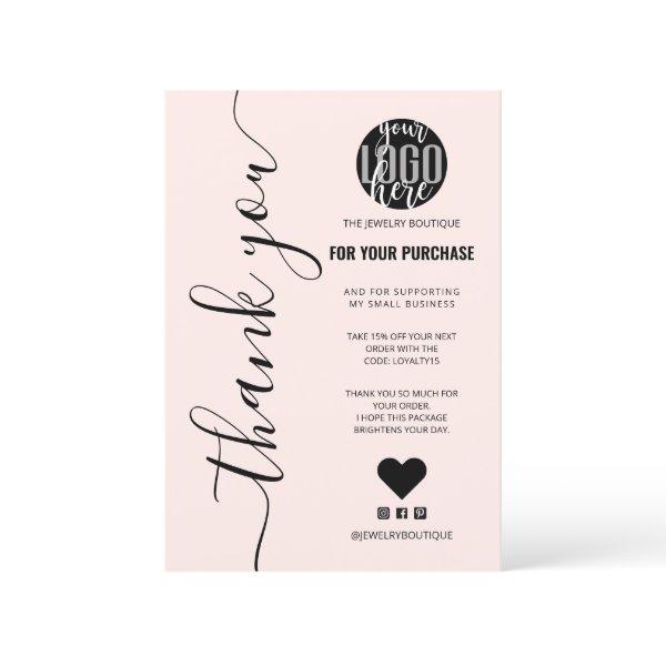 Minimalist Pink Signature Script Order Thank You
