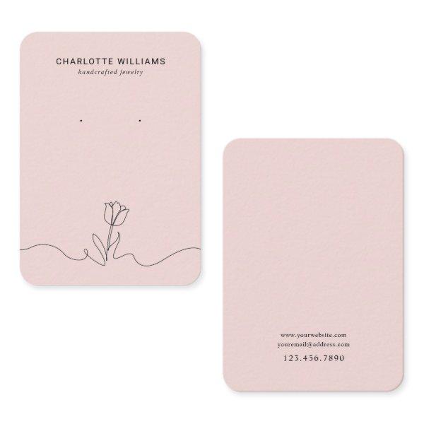 Minimalist Pink Tulip Jewelry Display Card