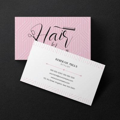 Minimalist Pink White Pattern Hairstylist Salon