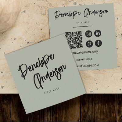 Minimalist Pistachio Green QR Code Modern Boho Square