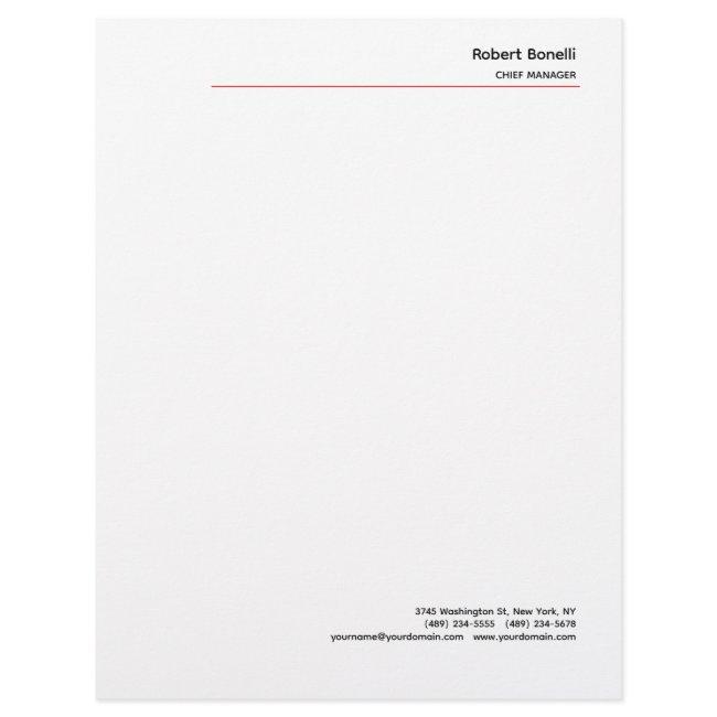 Minimalist Plain Red White Modern Letterhead