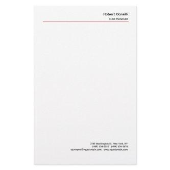 Minimalist Plain Red White Modern  Stationery