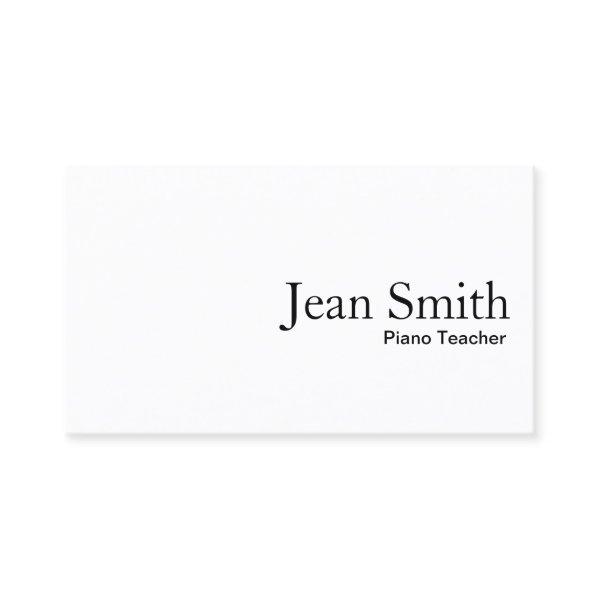 Minimalist Plain White Piano Teacher