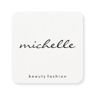 Minimalist Plain White with Cursive Text Square