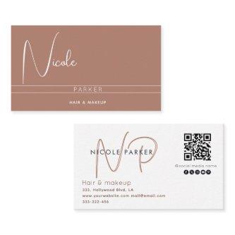 Minimalist professional monogram  Qr code cinnamon