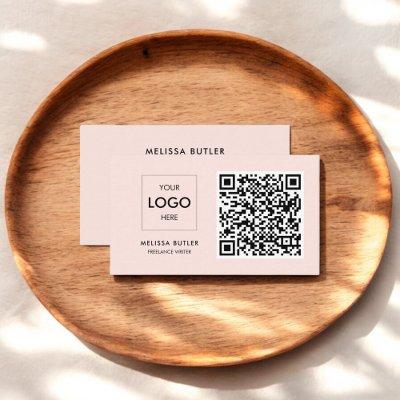 Minimalist Professional QR Code Blush Pink