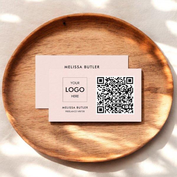Minimalist Professional QR Code Blush Pink