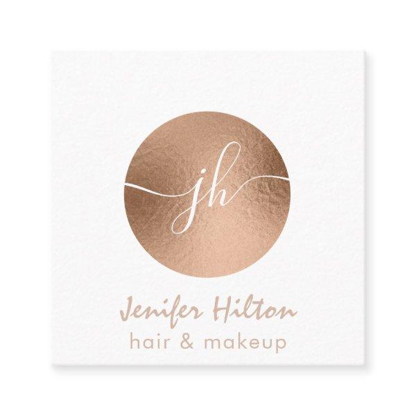 Minimalist professional  rose gold circle monogram square