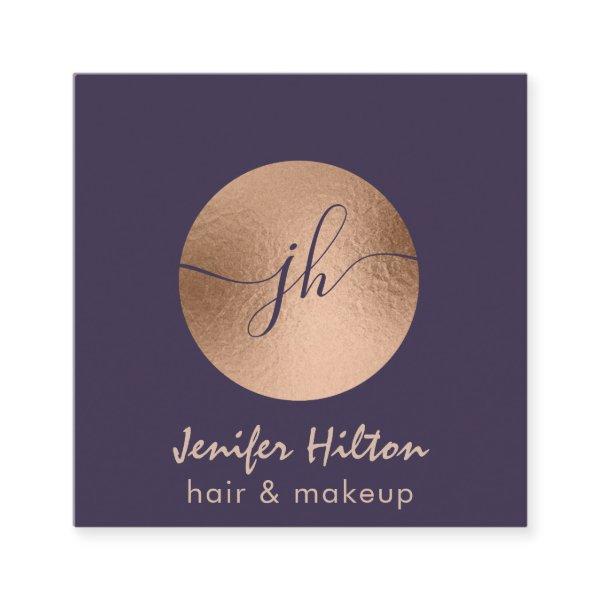 Minimalist professional  rose gold circle monogram square