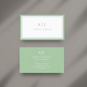 Minimalist Sage Green Two Border Monogram