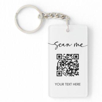 Minimalist Scan Me QR Code Logo  Keychain
