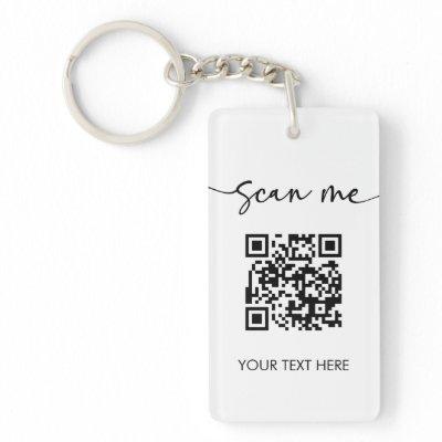 Minimalist Scan Me QR Code Logo  Keychain